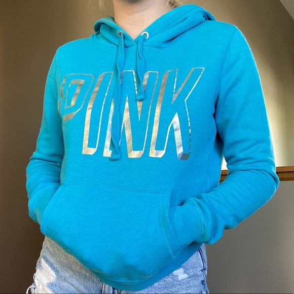PINK Victoria’s Secret Blue Hoodie - Picture 1 of 6